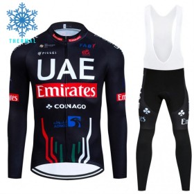 Completo Maglia ML + Pantaloncino con bretelle ML 2024 UAE TEAM EMIRATES Winter Invernale Nero